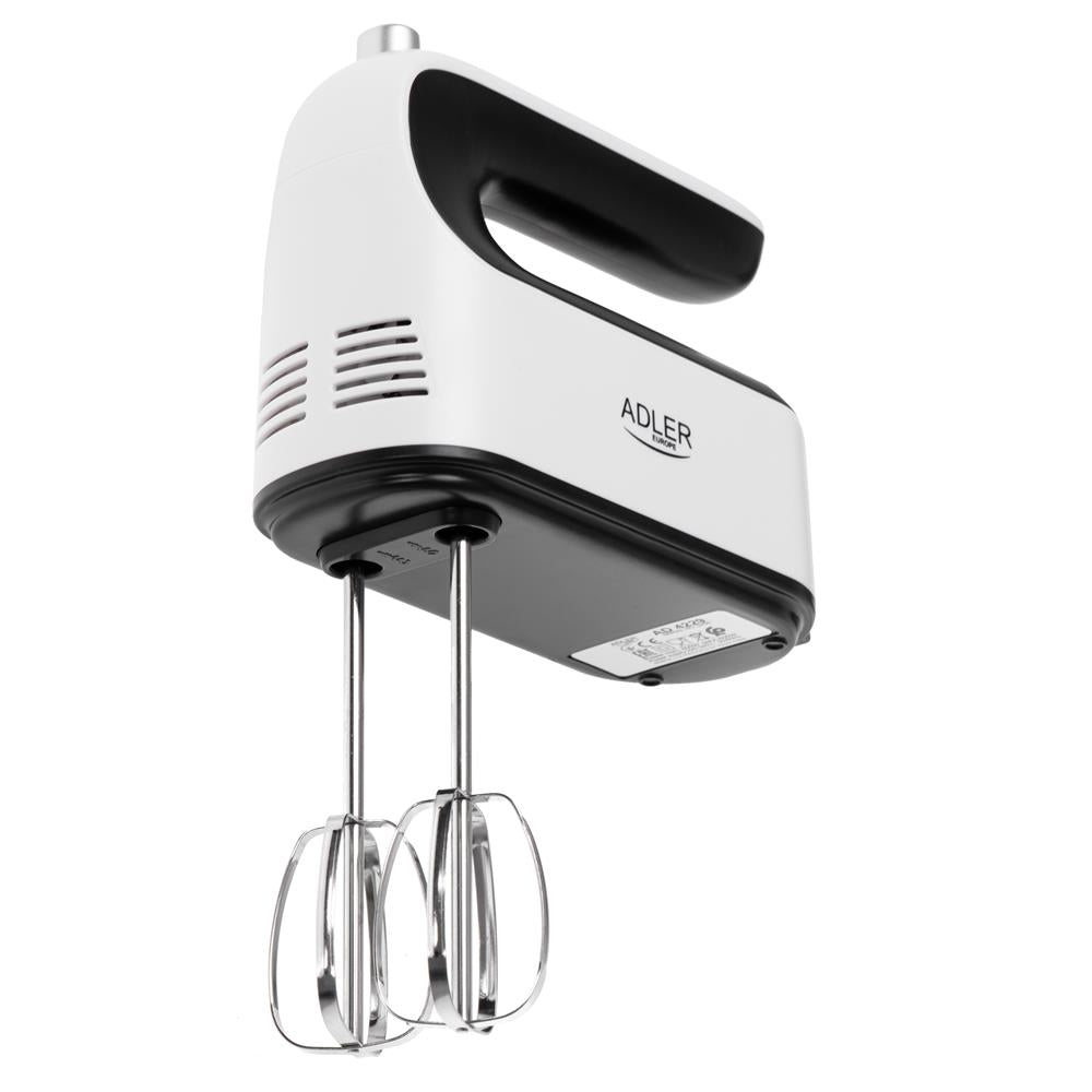Adler AD 4229 Handmixer 9 Geschwindigkeiten Turbo Funktion Knethaken Schneebesen weiß schwarz