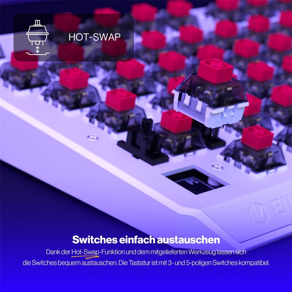 ENDORFY Thock Wireless Onyx White Tastatur mit Kailh Box Red US Layout ARGB