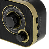 Camry CR 1910g tragbares Radio, FM/AM Kofferradio mit 2 W Lautsprecher, Netz- und Batteriebetrieb, 3,5 mm Kopfhöreranschluss, Teleskopantenne, schwarz/gold