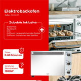 Adler AD 6027 Elektrobackofen 48L Mini Backofen Umluft Timer Drehspieß weiß
