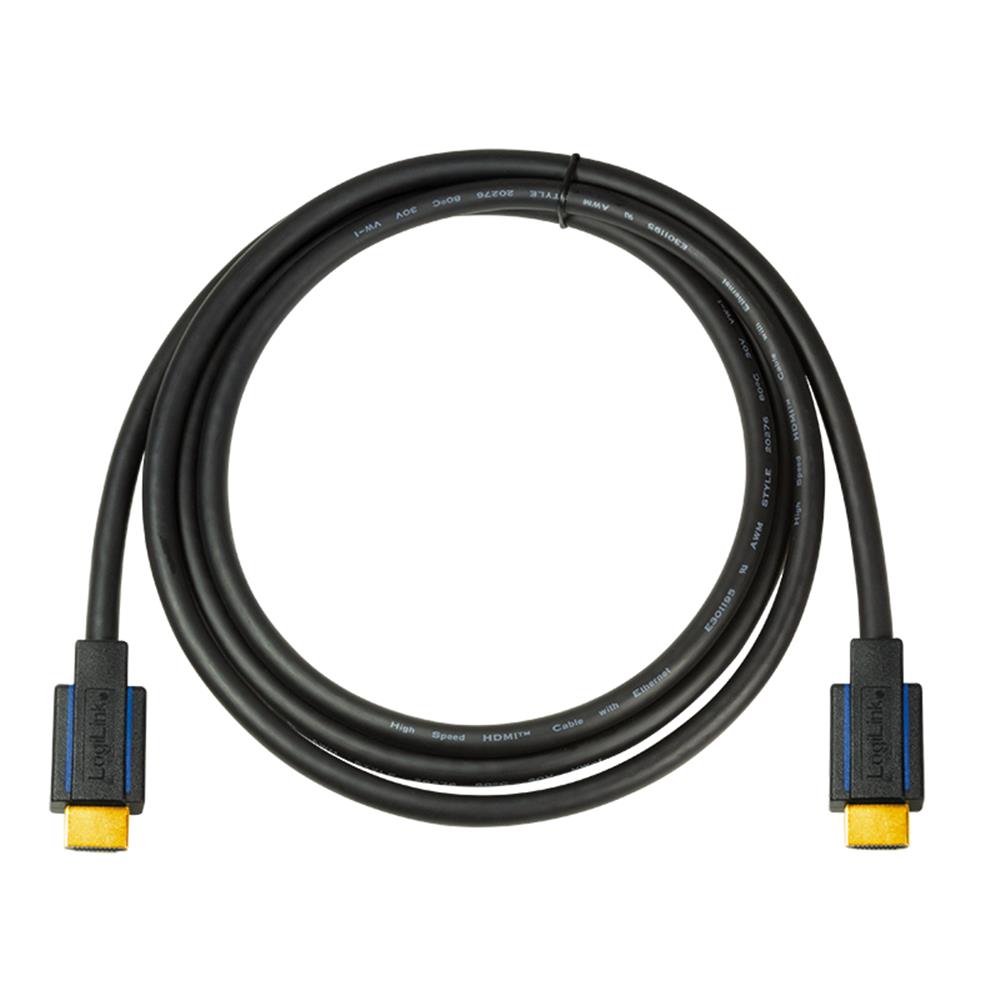 LogiLink HDMI-Kabel, A/M zu A/M, 4K/60 Hz, schwarz/blau, 7,5 m