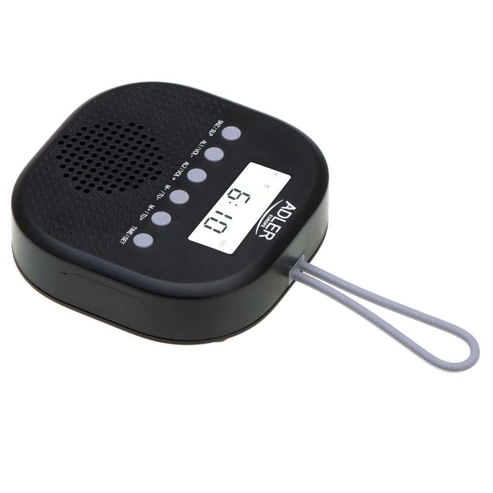Adler AD 1912 Wasserdichtes Universalradio Batteriebetrieben Radiowecker Snooze Funktion schwarz