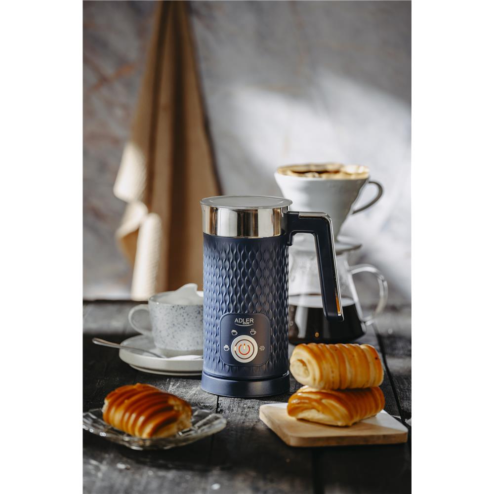 Adler AD 4494 Milchaufschäumer elektrisch Dunkelblau für Kaffeespezialitäten