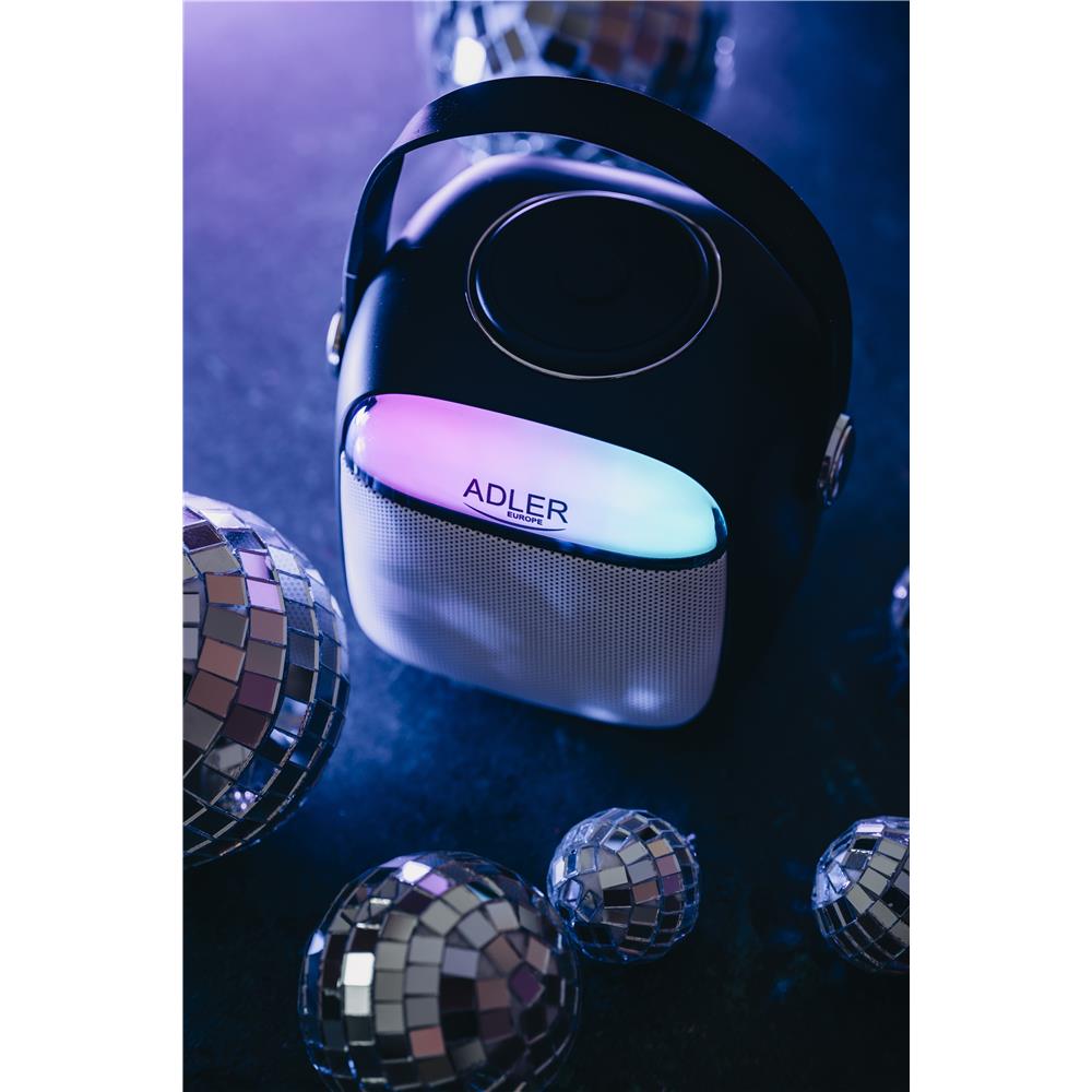 Adler AD 1199 Karaoke Lautsprecher mit Mikrofon SD USB AUX Bluetooth schwarz