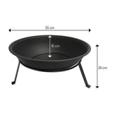 Adler AD 6818 Garten-Feuerschale aus Stahl, 55 cm, pulverbeschichtet, inkl. Innenrost, hitzebeständig