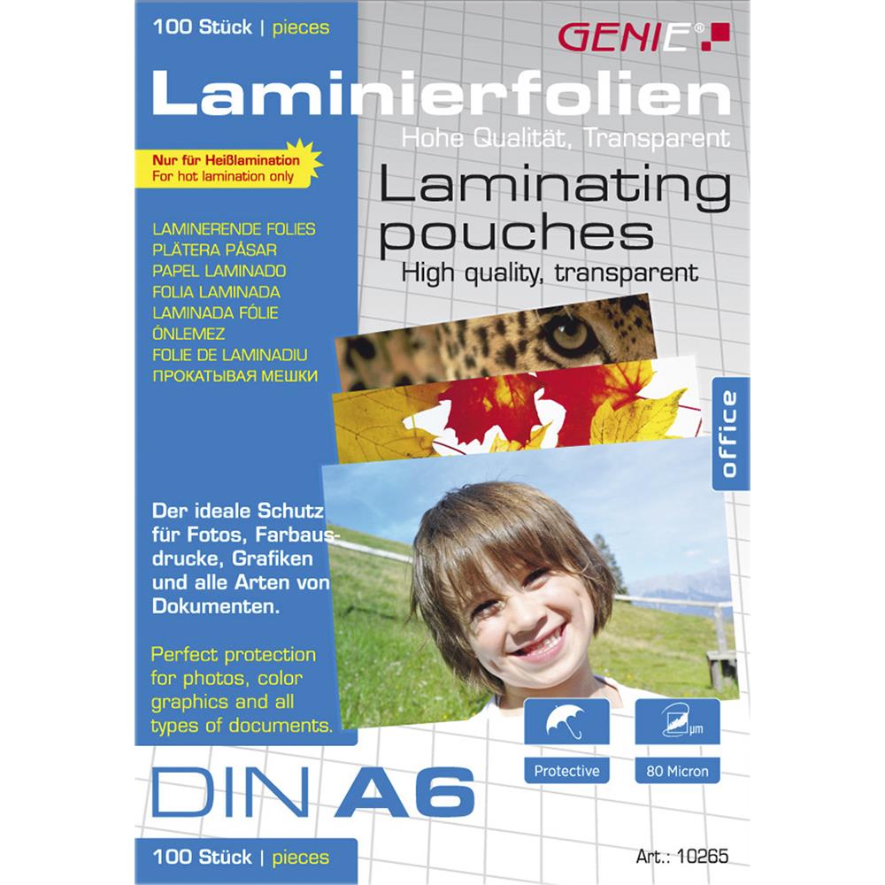 GENIE Laminierfolien DIN A6 80 Mikron 100er Pack