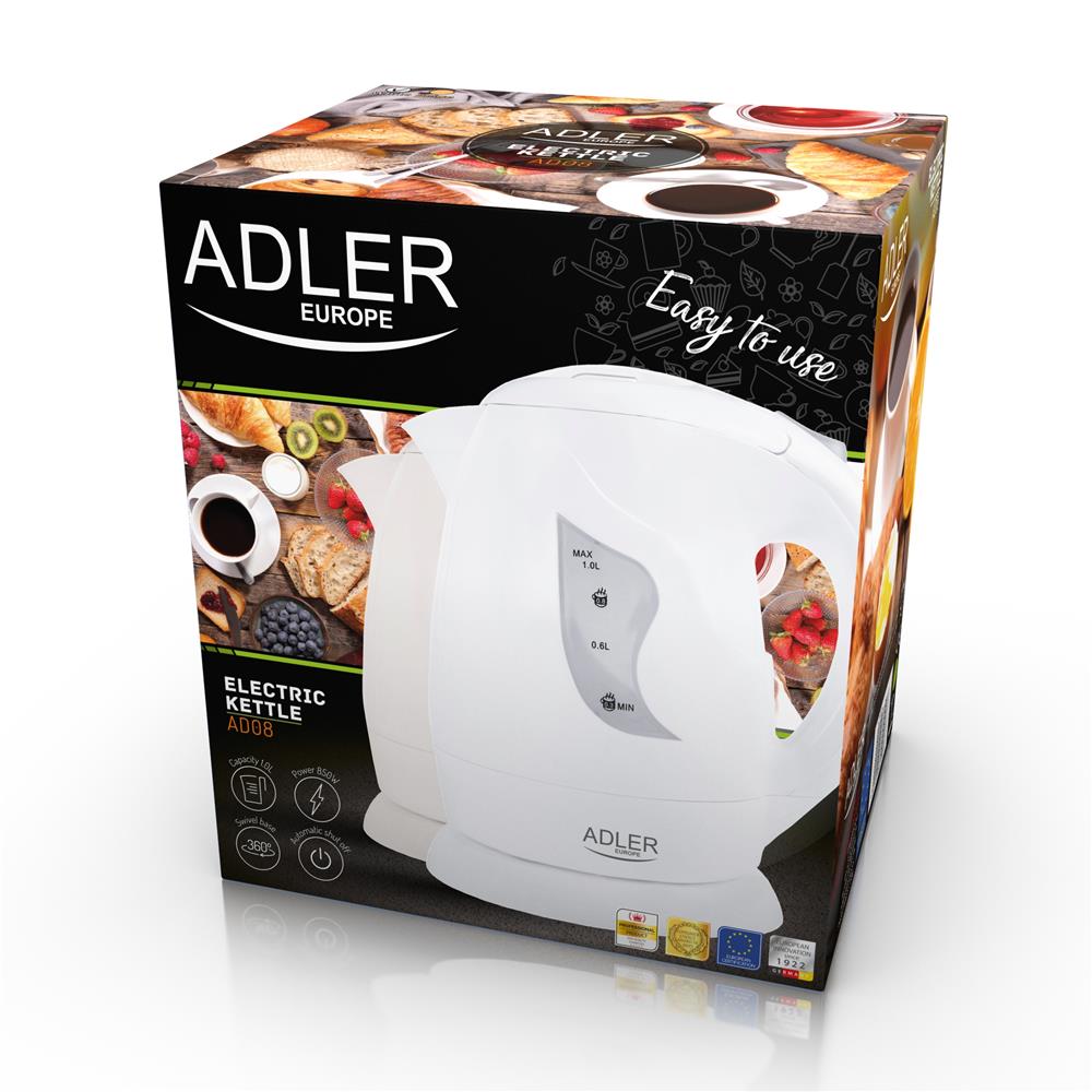 Adler AD 08 Kabelloser Mini-Wasserkocher in Beige, 1 Liter, 850 Watt, für Reisen