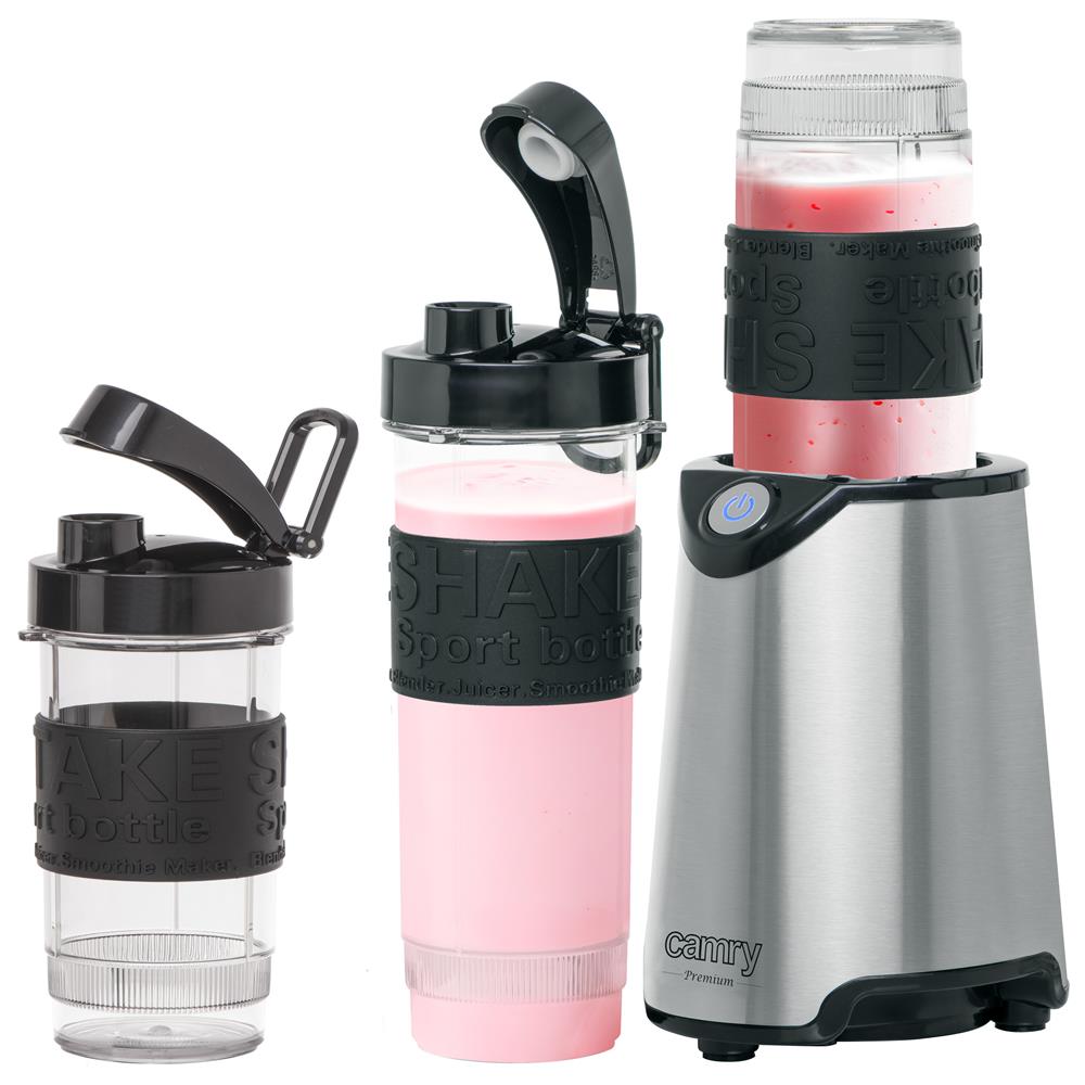 Camry CR 4069 Edelstahl-Standmixer für Smoothies, Cocktails, Crushed Eis, mit 2 Trinkflaschen