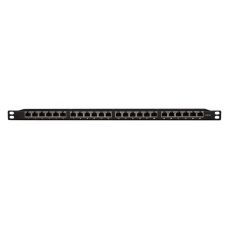 LogiLink Cat.6A Patchpanel 24 Ports – Geschirmt, 19" Einbau, 0,5 HE, Schwarz