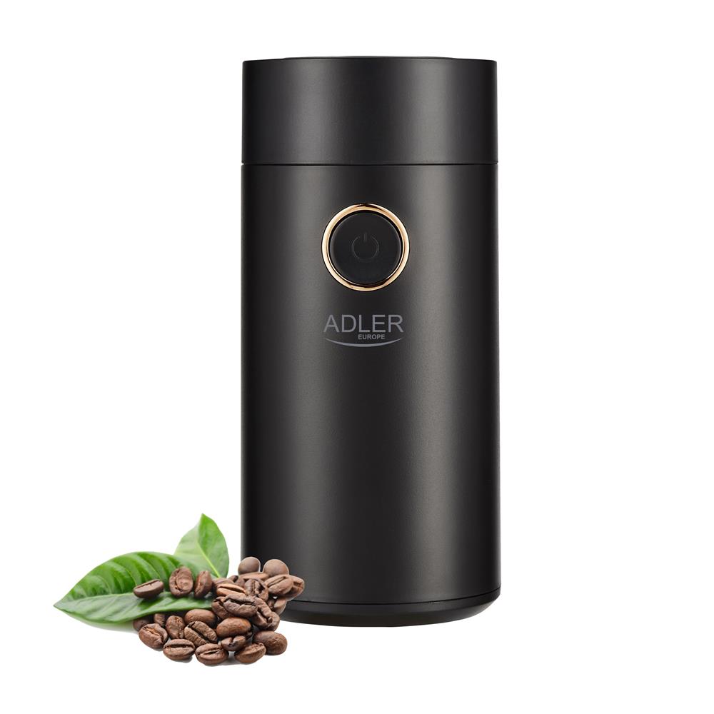 Adler AD 4446bg Elektrische Kaffeemühle Schwarz-Gold aus Edelstahl 150 W Gewürzmühle Chillimühle