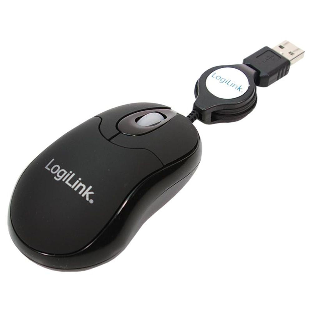 LogiLink Maus optisch USB Mini mit Kabeleinzug