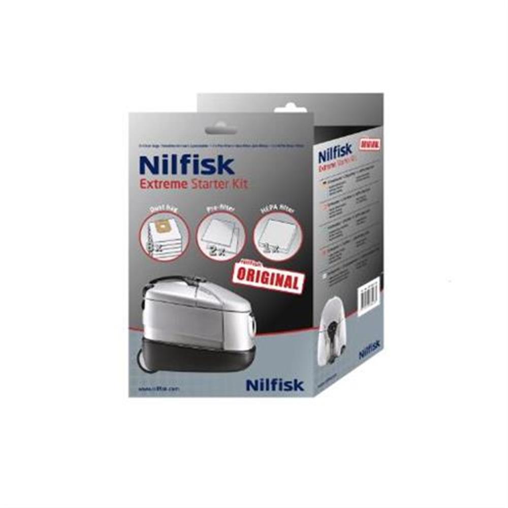 Nilfisk Original 107403113 Extreme-Starter-Kit-Filter-Set 8 Staubbeutel, 2 Vorfilter, 1 HEPA Filter