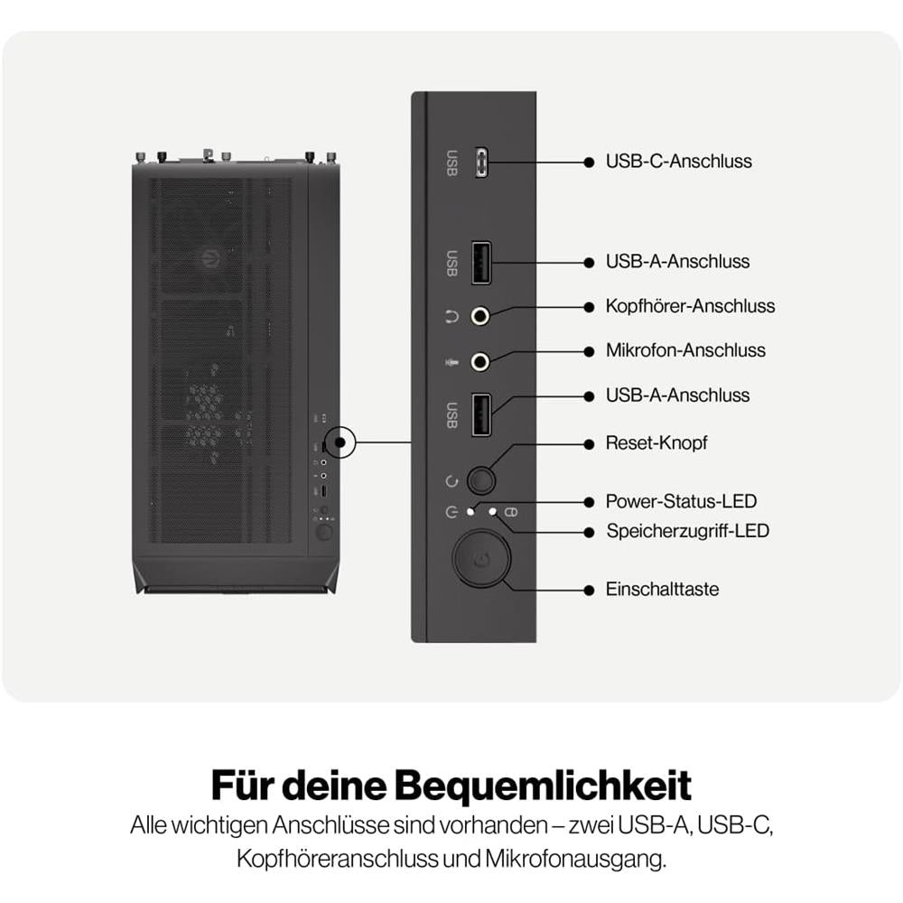 ENDORFY Arx 700 Air, ATX PC-Gehäuse, inkl. 5x 140mm PWM-Lüfter, Top und Front aus luftigem Mesh | EY2A012