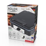 Adler AD 3049 Waffeleisen in Schwarz 1800W für 4 Waffeln mit Temperaturregelung