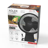 Adler AD 7342b Akku Ventilator mit Clip, USB Tischventilator 15,5 cm, Camping Ventilator, Clip Ventilator für Schreibtisch, Wohnmobil, Zelt und Büro, Schwarz