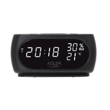 Adler AD 1186 Wecker in Schwarz mit LED-Anzeige, Thermometer, Datumsanzeige, Raumluftfeuchtigkeit