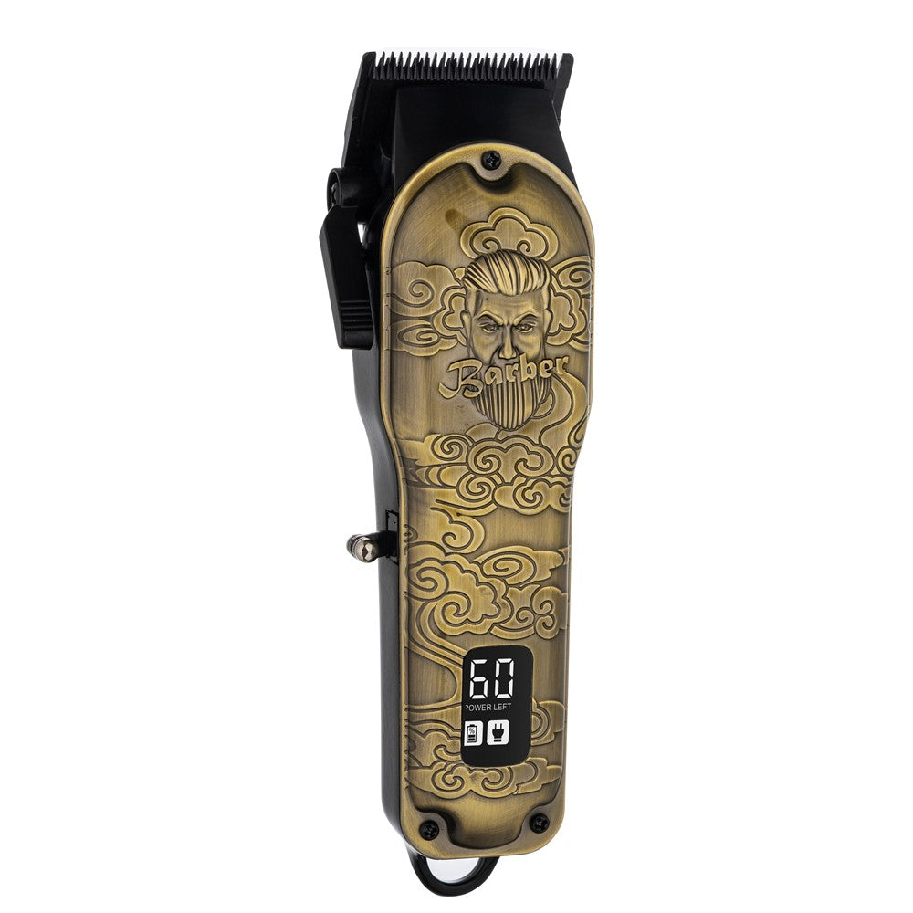 Adler AD 2857 Barber Profi Haarschneider Trimmer, Rasierapparat Haartrimmer für Bart, Kopfhaar und Koteletten, Keramikklinge, USB-C, Metallgehäuse Golden