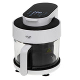 Adler AD 6316 Heißluftfritteuse mit Glasschüssel 3L Airfryer 8 Programme Timer weiß schwarz
