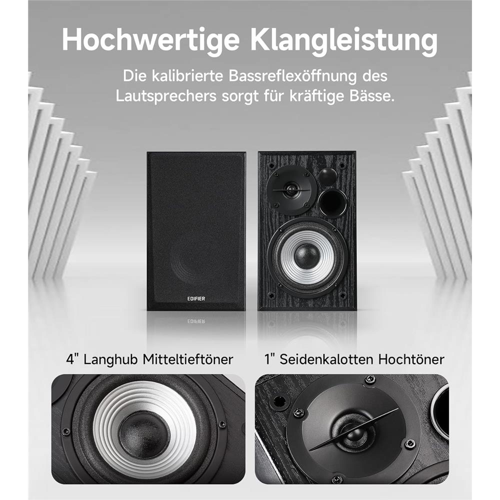 Edifier R990BT kompaktes 2.0 Aktiv-Lautsprechersystem mit Bluetooth 5.4, Schwarz