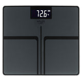 Adler AD 8194S Personenwaage Digital bis 180 kg, USB-C Akku Waage mit LCD Display, 100 g Genauigkeit, Glaswaage für Bad & Körpergewicht, dunkel Grau gestreift