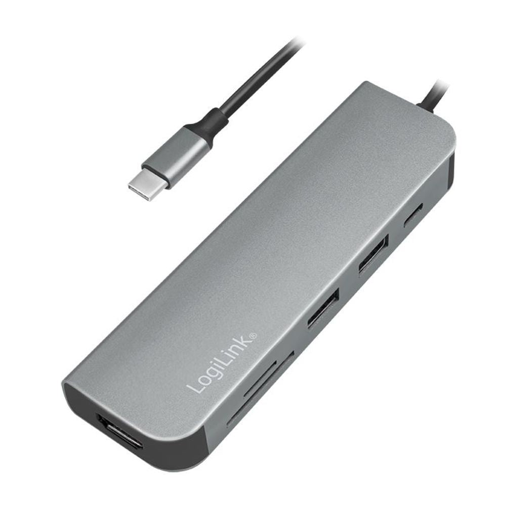 LogiLink USB-C HUB, HDMI, PD, Kartenleser, USB 3.2 GEN 1x1, Alu