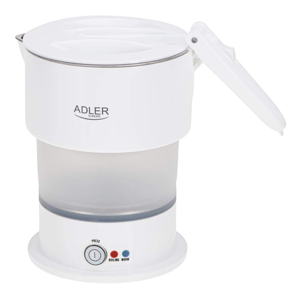 Adler AD 1377 Reise Wasserkocher 0,6 L faltbares Silikongehäuse Camping weiß