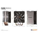 be quiet! PURE ROCK 2 Luftkühler CPU-Kühler 150W TDP Kühlleistung 6mm-Heatpipes BK006