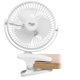 Adler AD 7342 White 2-in-1 Akku-Ventilator – Tisch- & Clipventilator, leise & flexibel