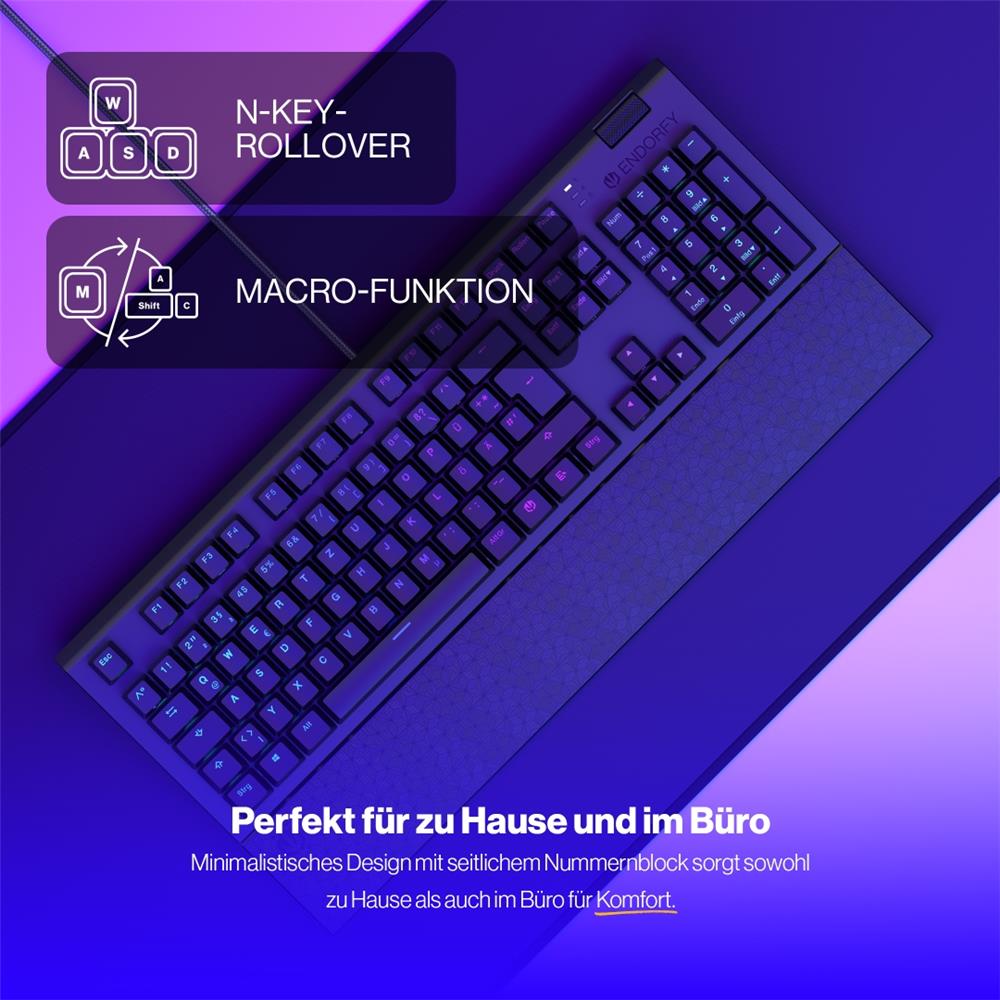 ENDORFY Omnis (schwarz, DE-Layout, Kailh RGB Red), Tastatur, Beleuchtet, Kabellos, Handauflage