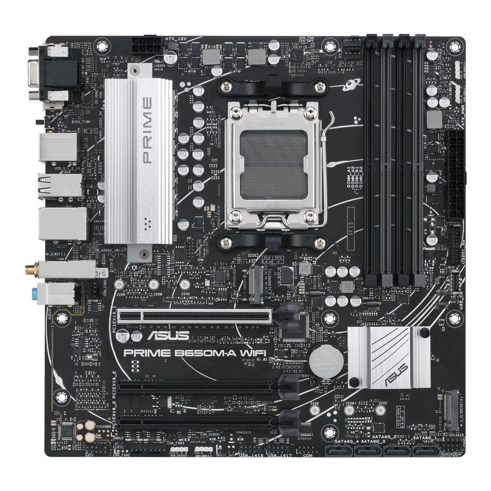 ASUS Prime B650M-A WIFI Gaming Mainboard Sockel AMD AM5 Ryzen 7000 micro-ATX DDR5 PCIe 5.0 WiFi 6