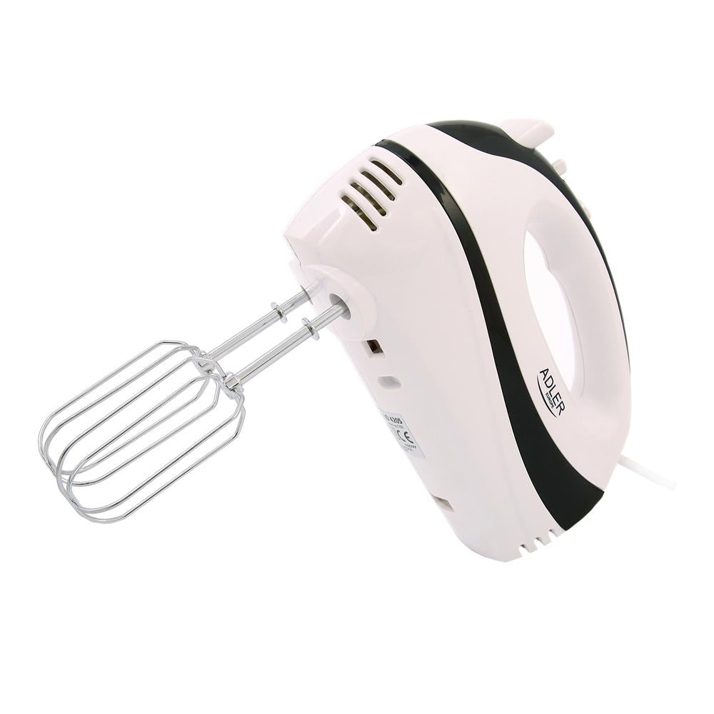 Adler AD 4205 b Handmixer weiß/schwarz mit 5 Geschwindigkeitsstufen 300 Watt