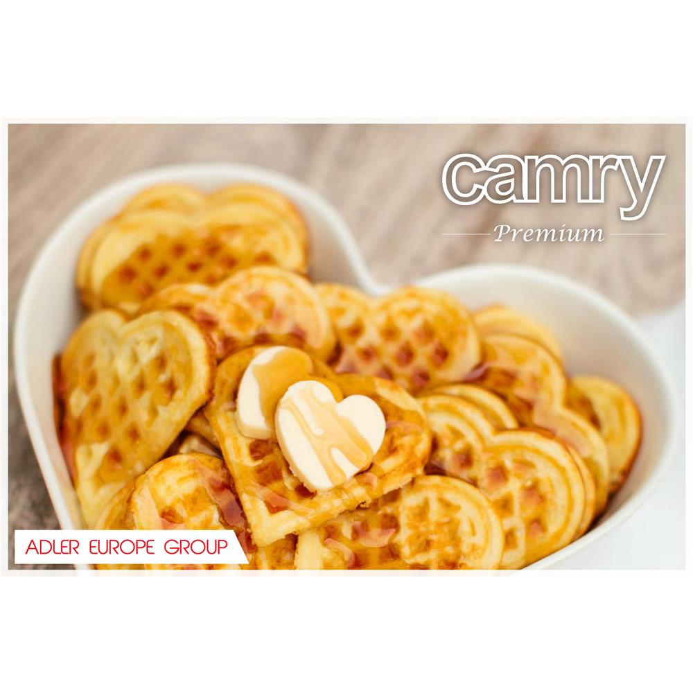 Camry CR 3022 Waffeleisen 1000 W Waffelmaker Waffelmaschine 5 Herzwaffeln