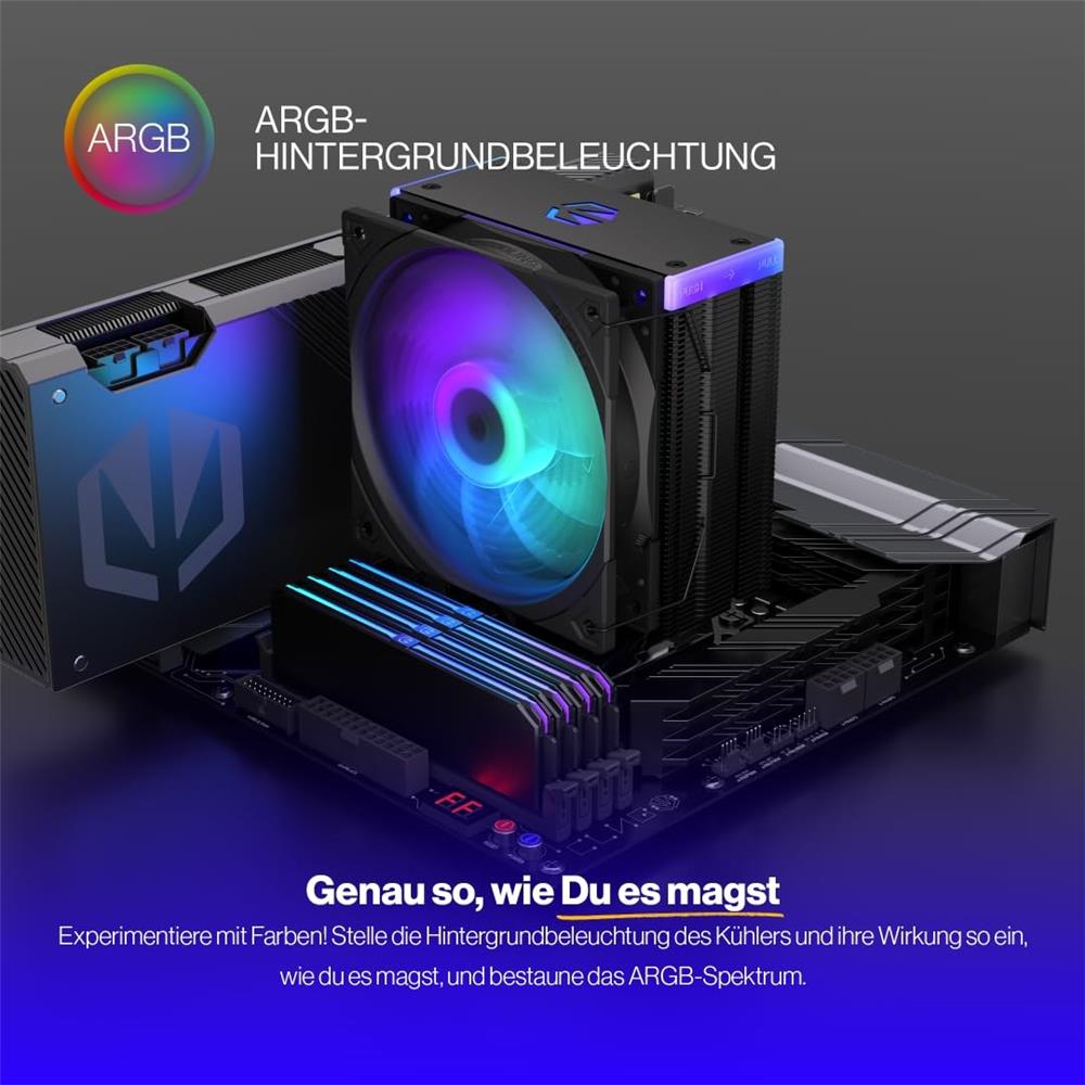 ENDORFY Fera 5 Black ARGB CPU-Kühler, Beleuchtet, inklusive Wärmeleitpaste | EY3A012