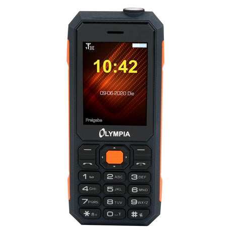 Olympia Mobiltelefon Active Outdoor - Robustes Outdoorhandy, wasserfest und staubgeschützt, Schwarz/Orange