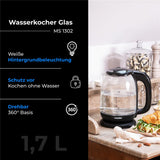 Mesko MS 1302 Glas Wasserkocher 1,7 l schwarz – stilvoll & leistungsstark