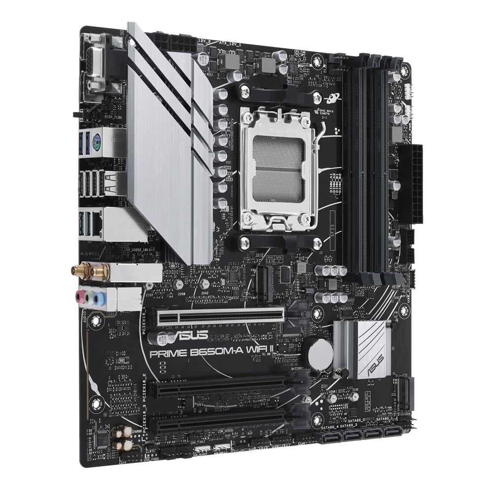 ASUS PRIME B650M-A WIFI II Gaming Mainboard Sockel AMD AM5 (Ryzen, mATX, DDR5, PCIe 5.0, Ethernet)