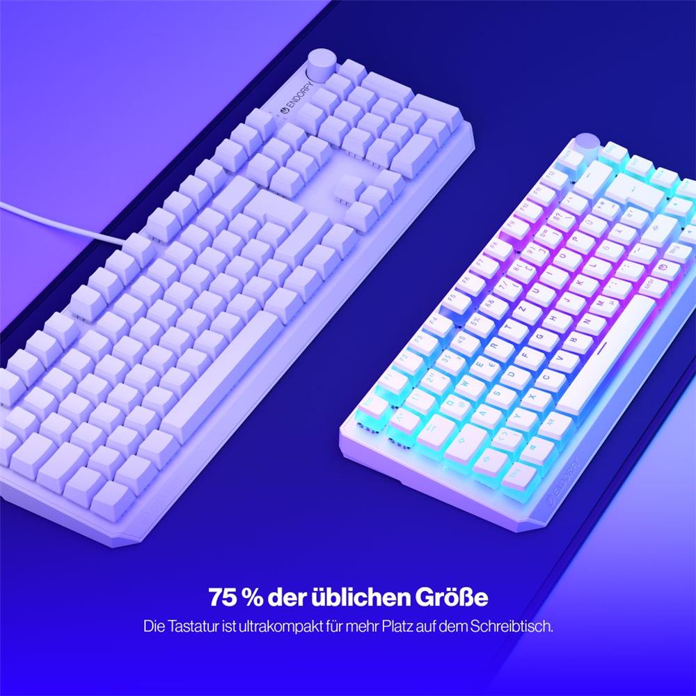 ENDORFY Thock 75% Wireless DE Kailh Box Black Onyx White Pudding, Tastatur, Weiß, DE-Layout, Kabellos, Beleuchtet