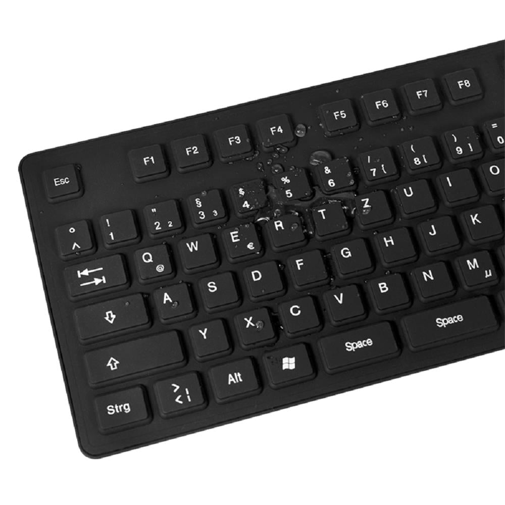 LogiLink Tastatur Flexibel Wasserfest USB PS/2 QWERTZ-Layout schwarz