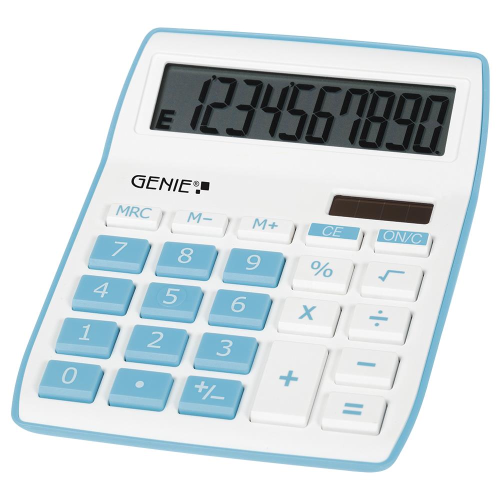 GENIE Taschenrechner 840 B Tischrechner 10-stellig Dual, weiß/blau