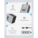 GRAUGEAR USB 3.0 Hub 4 Port Type A Aluminium