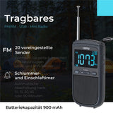 Camry CR 1905 Tragbares Mini Radio mit Akku und USB Schwarz