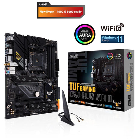 ASUS TUF GAMING B550-PLUS WIFI II Mainboard Sockel Ryzen AM4 (ATX, PCIe, Dual M.2, WiFi6, SATA)