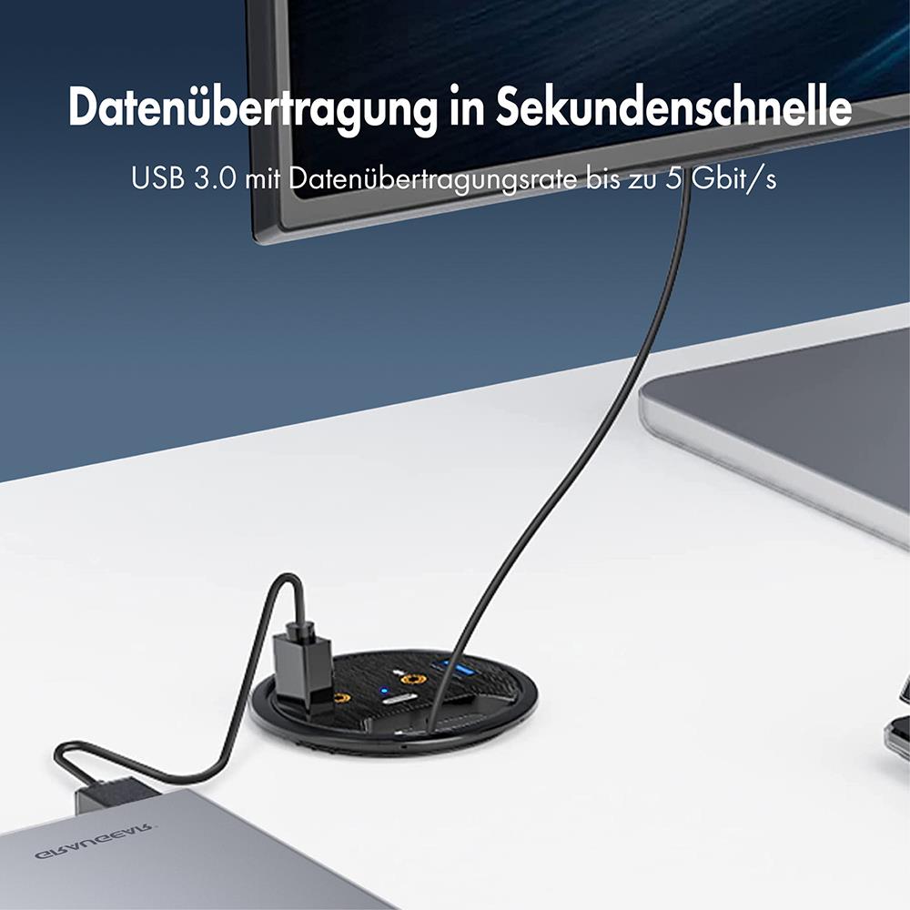 GRAUGEAR USB 3.0 Tisch HUB mit Audioanschlüssen