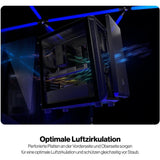 ENDORFY Arx 500 Core, PC-Gehäuse, schwarz, mit 2x140-mm-Lüfter, Seitenwand aus gehärtetem Glas