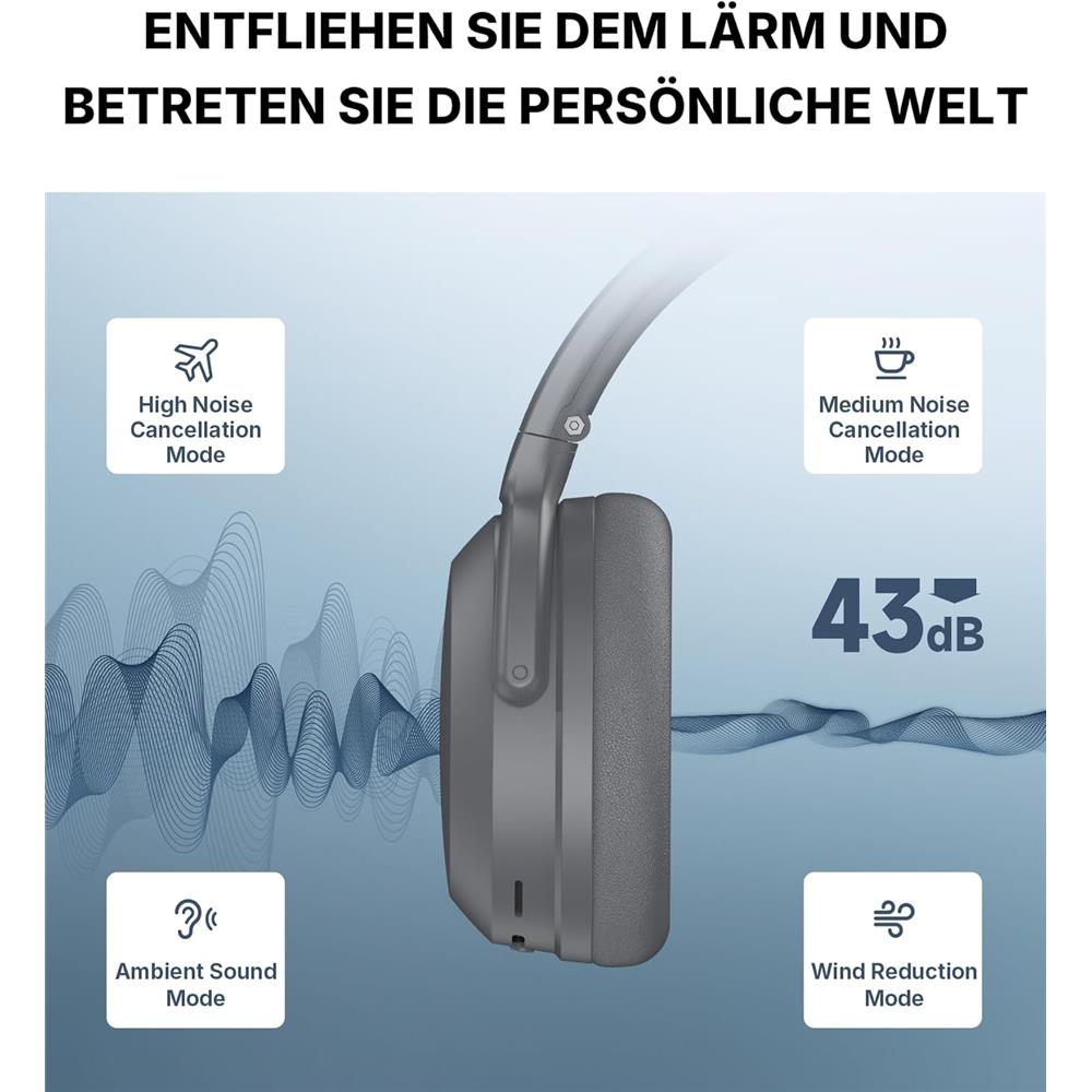 Edifier WH700NB Pro – Premium Kabellose Over-Ear Kopfhörer mit aktiver Geräuschunterdrückung, Grau