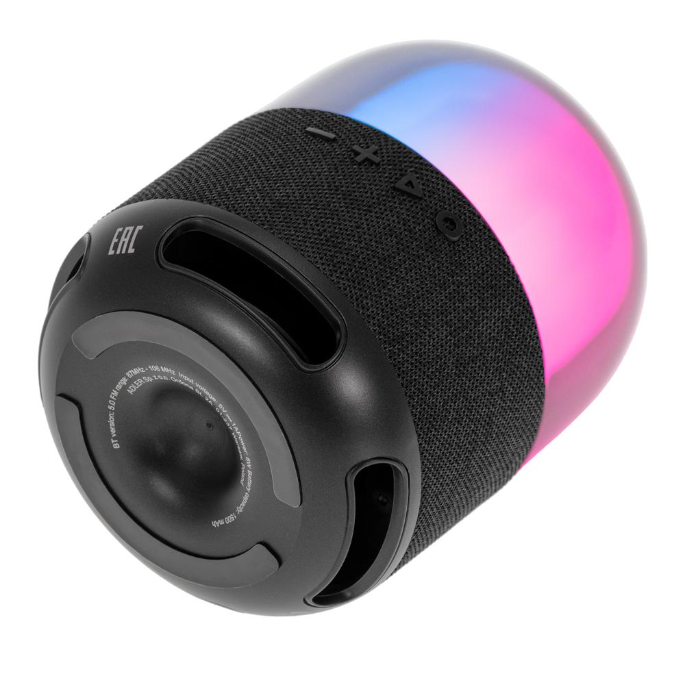 Adler AD 1904 kabelloser Bluetooth Lautsprecher mit Radio USB-C LED schwarz