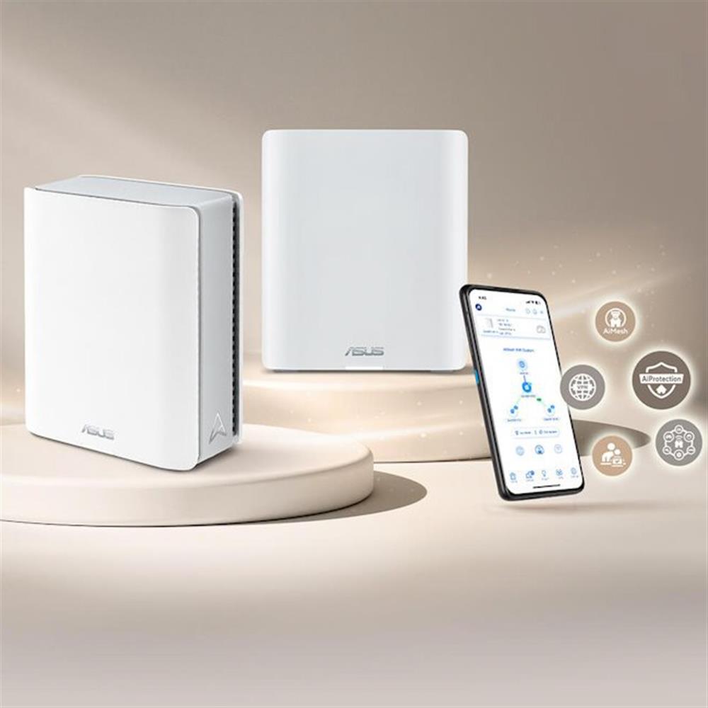 ASUS ZenWiFi BT8 Tri‑Band WiFi 7 Mesh Router 3er Set mit 6 GHz, 14 Gbit/s und 2,5G Ports