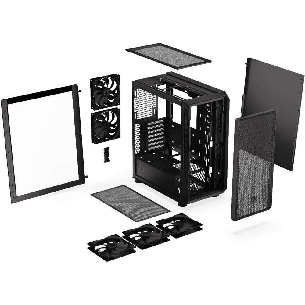ENDORFY Arx 500 Air, ATX PC-Gehäuse, inkl. 5x 140mm PWM-Lüfter, Seitenteil aus gehärtetem Glas | EY2A010