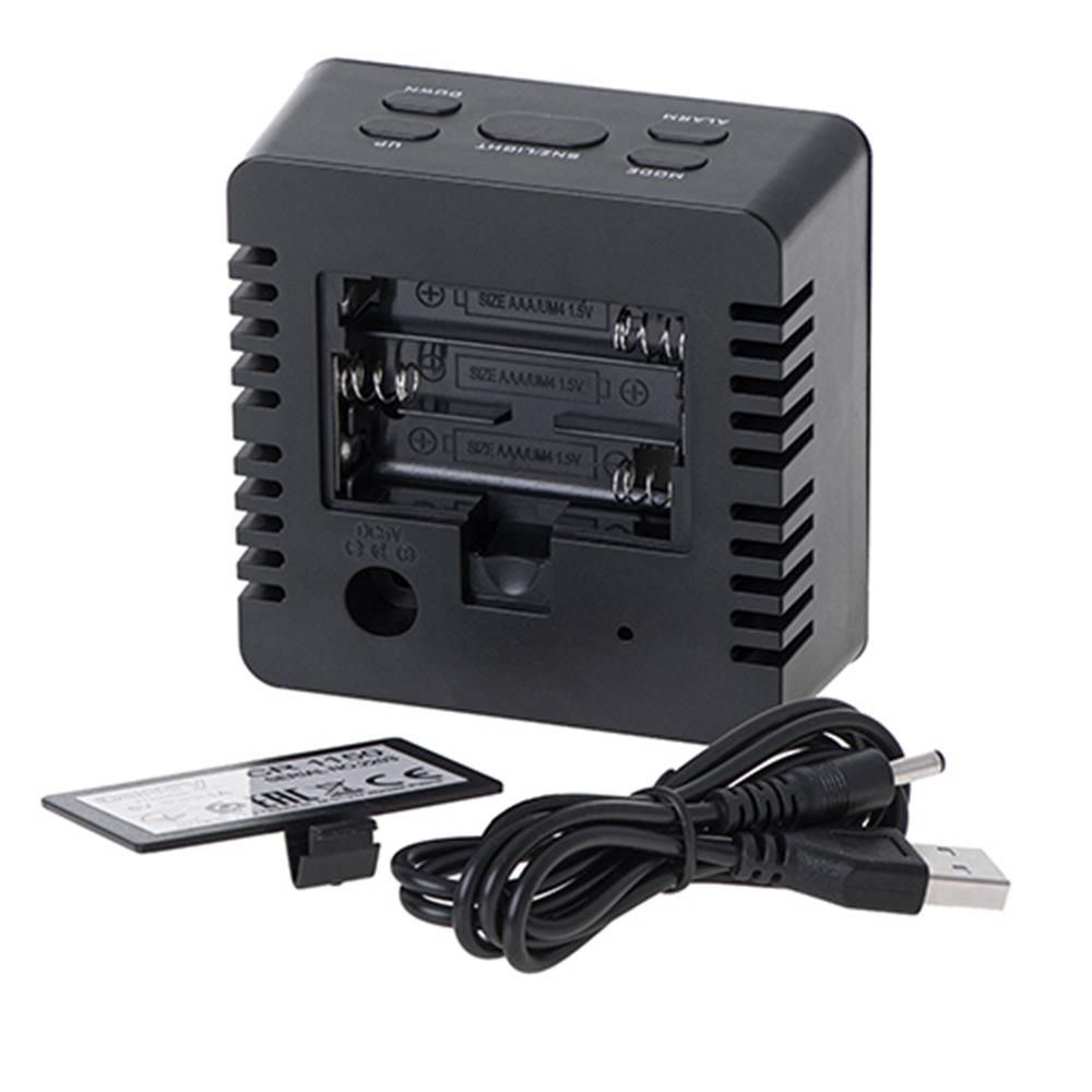 Camry Wecker CR 1150b digital schwarz LED Anzeige beleuchtet Datum Uhr Temperatur USB Batterie Thermometer