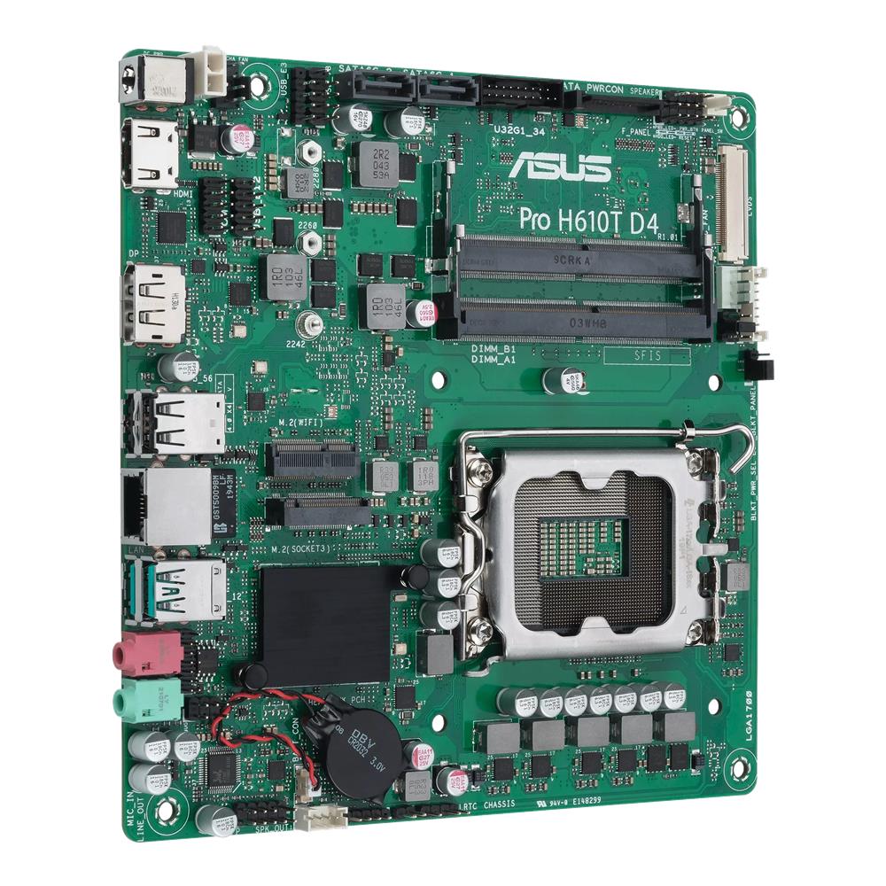 ASUS Pro H610T D4-CSM Business-Mainboard Sockel Intel LGA 1700 Thin Mini-ITX PCIe 4.0 DDR4 HDMI DP